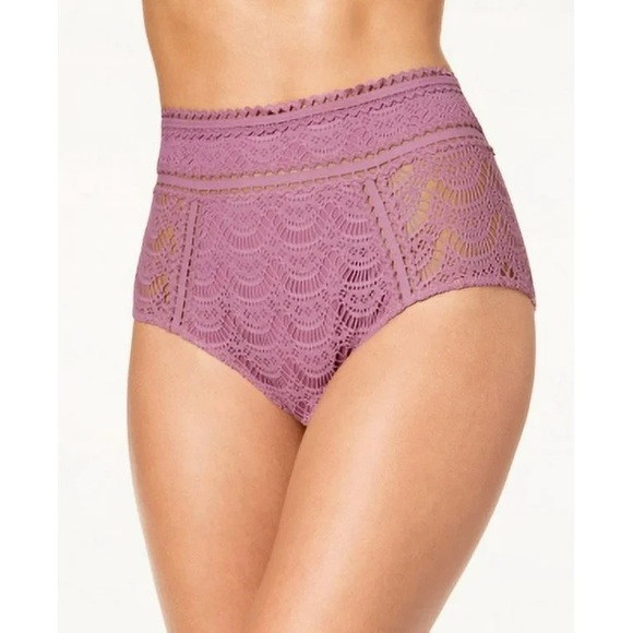 NWT Becca high waist crochet bikini bottoms mauve - Picture 1 of 11